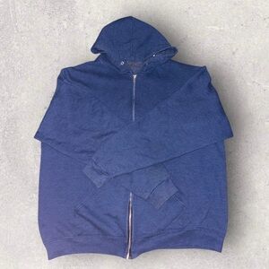Men's Blue Fleece Zip-Up Hoodie Size L